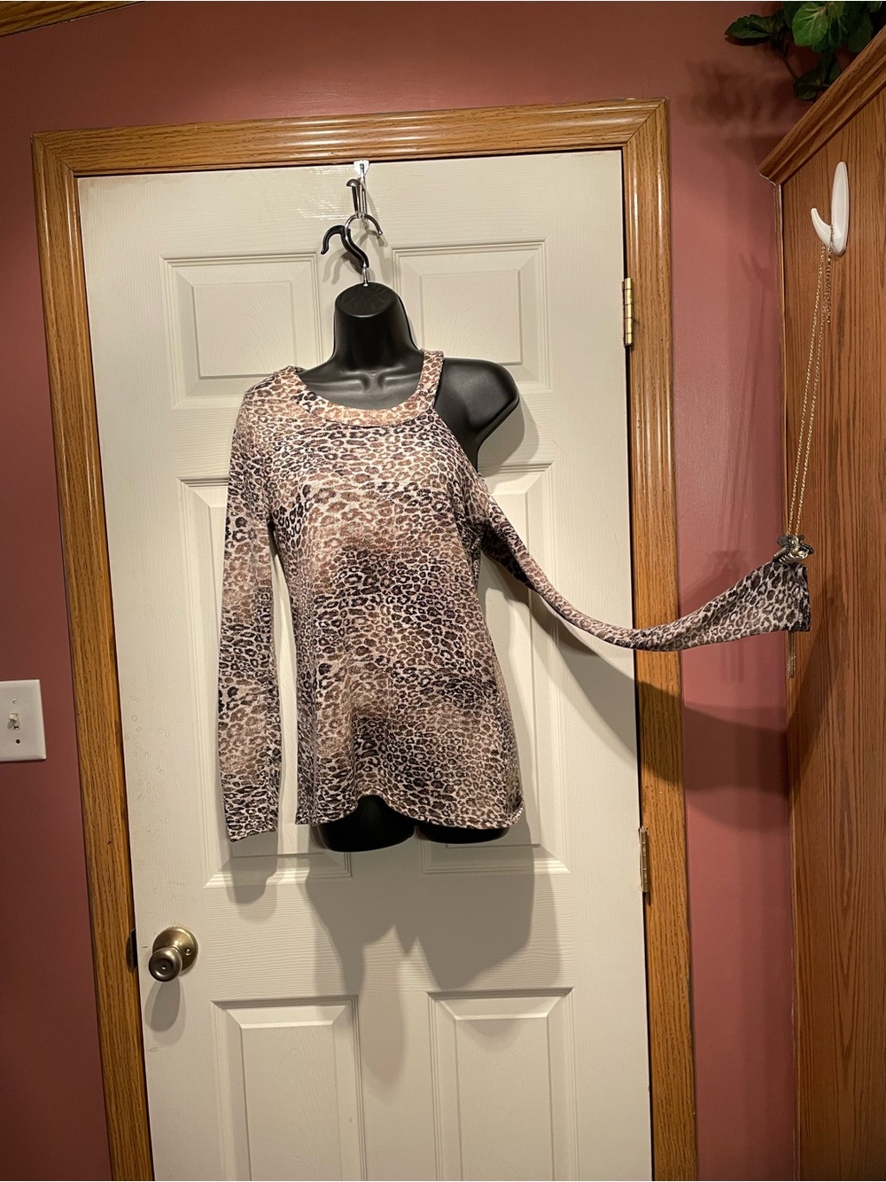 INC International Concepts Shimmery Leopard Print Top in Taupe & Black